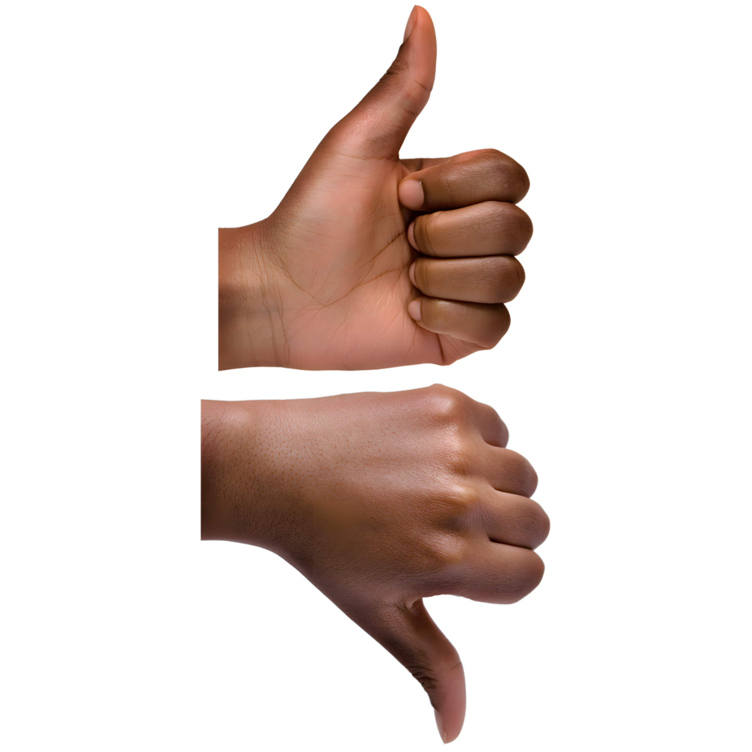 A thumbs up and thumbs down 