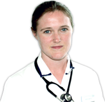 A woman with a white uniform and a stethoscope around her neck