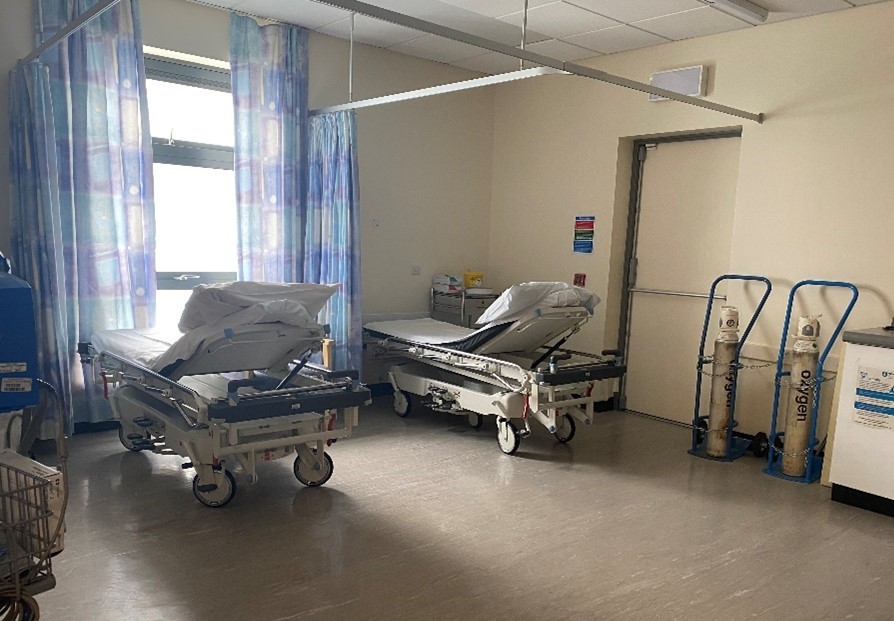 Recovery room with two beds
