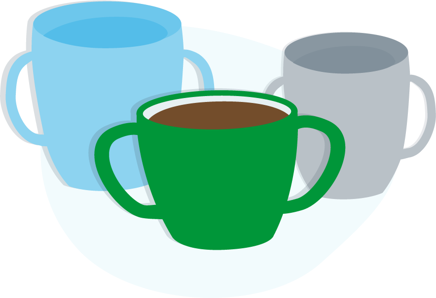 Three cups with double handles