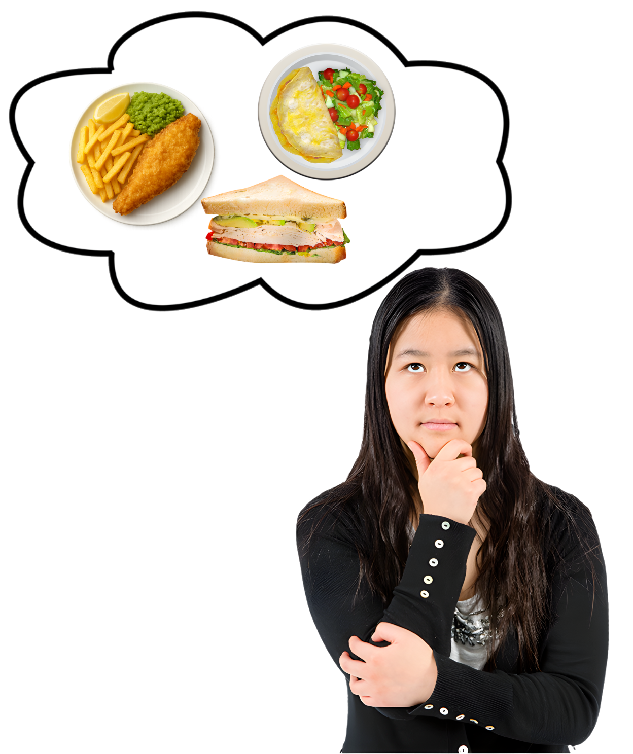 A woman thinking about food