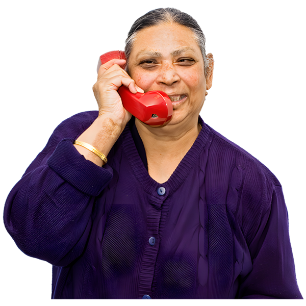 A woman speaking to someone on the telephone