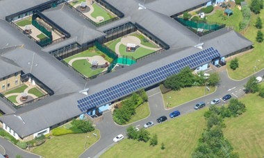 Artist impression of an aerial view of a building.