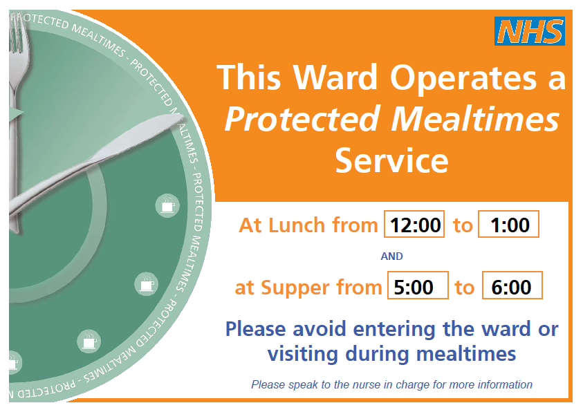 Poster with details of protected mealtimes