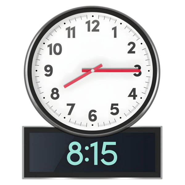 Clock showing the time of 8.15am