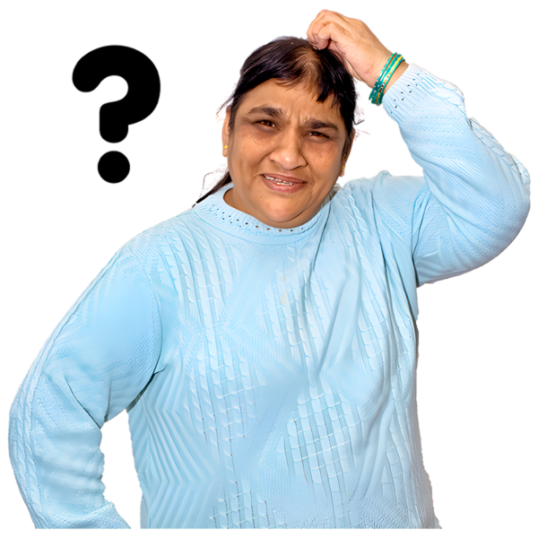 A person looking confused with a question mark above their head