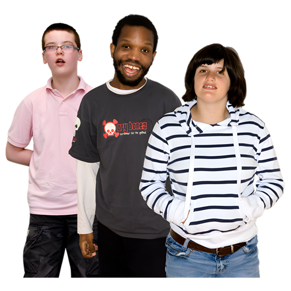 Three teenagers standing in a row