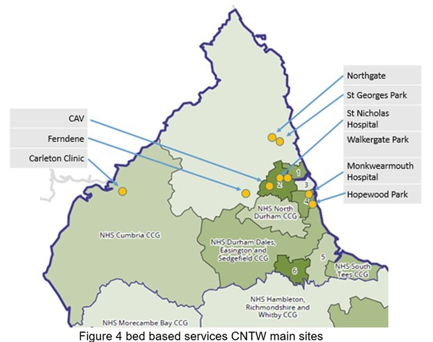 A map of a bed based services
