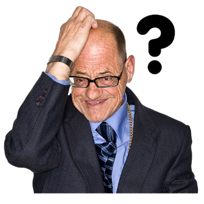 Man looking puzzled and scratching his head. A question mark is next to the man's head..