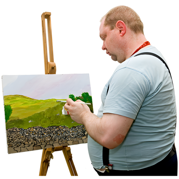 A person painting on a canvas