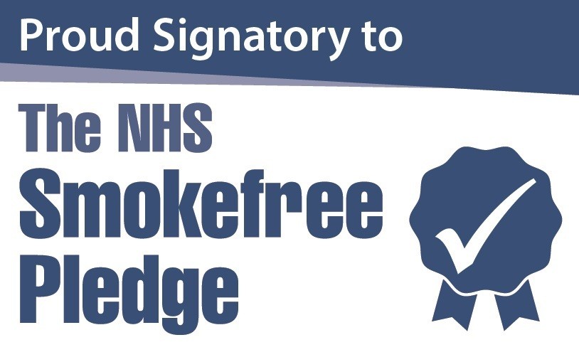 The NHS Smokefree Pledge The NHS smokefree pledge badge rosette with a tick in the middle