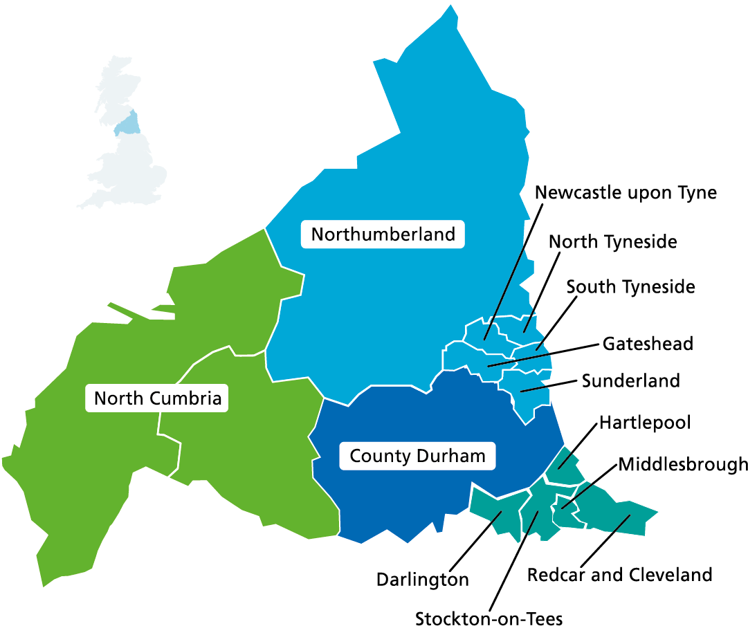 Map showing the areas covered by the collaborative