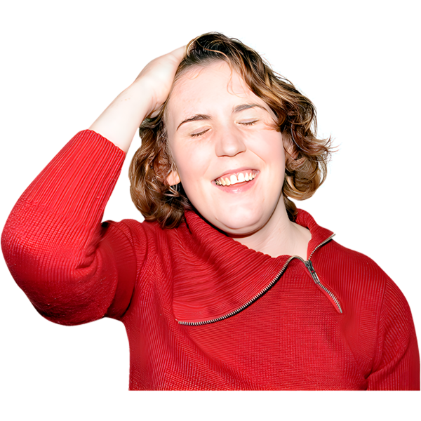 person with their hand on their head