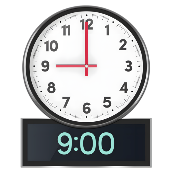 Clock showing the time of 9pm