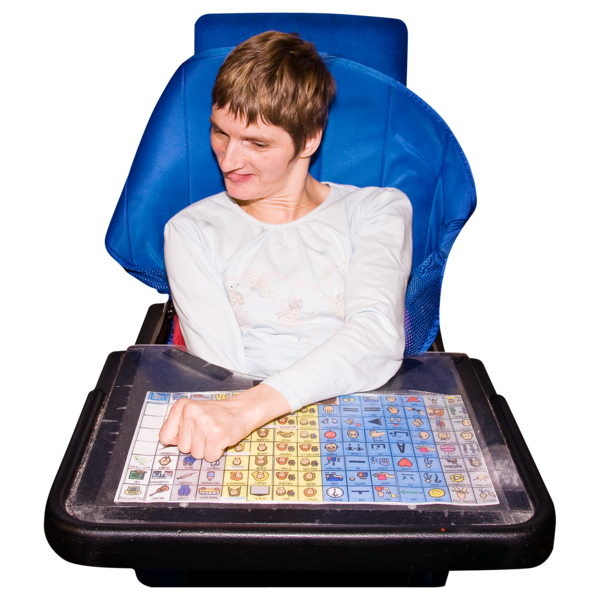 A person using a communication aid