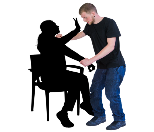 The shadow of a person holding up their hand when another person is trying to touch them