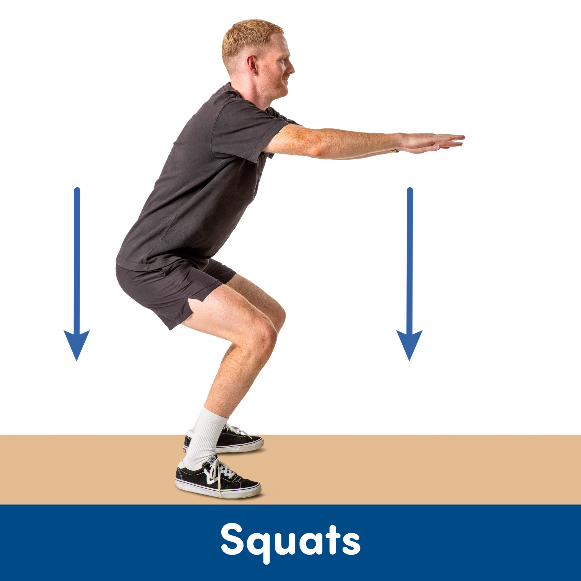 A man doing squats up and down