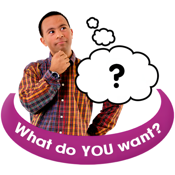 A man thinking with a question mark next to him and the words saying 