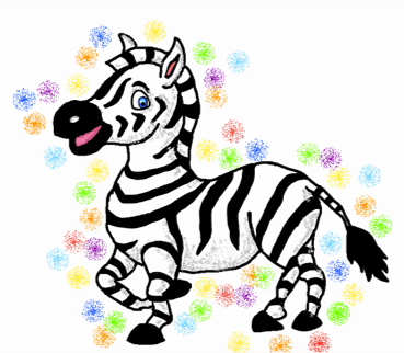 Cartoon image of a zebra