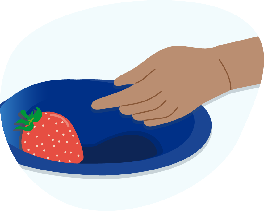 Person using a bowl with large edge