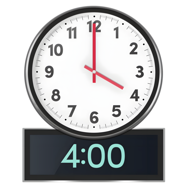 Clock showing the time of 4pm