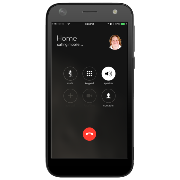 Smartphone displaying an active call interface with options.