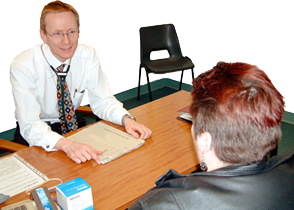 A doctor is talking to a patient