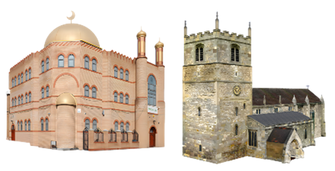 A temple and a church next to each other