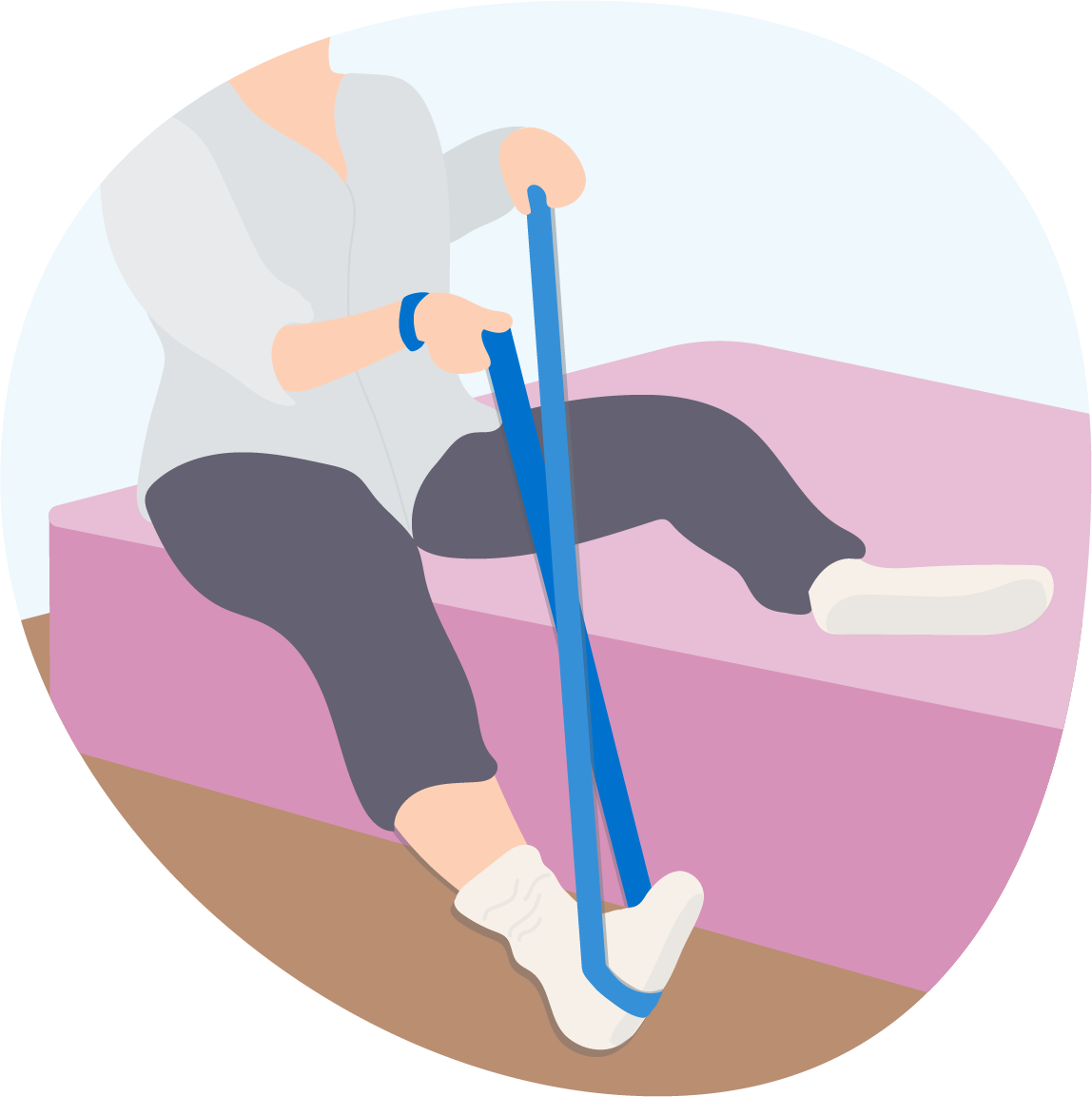 Long flexible band to help pull and move legs