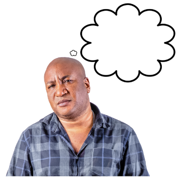 One person with a thought cloud above their head
