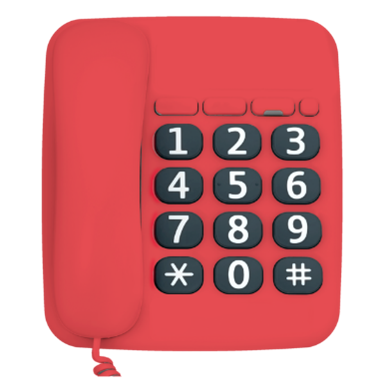 A red telephone with large black buttons