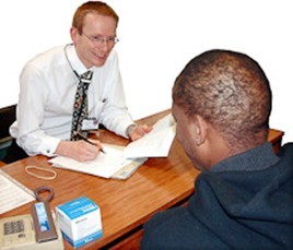 Image of a doctor and patient talking