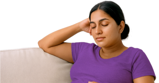 A woman napping on the sofa