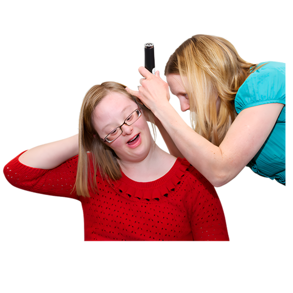 a person having an ear examination